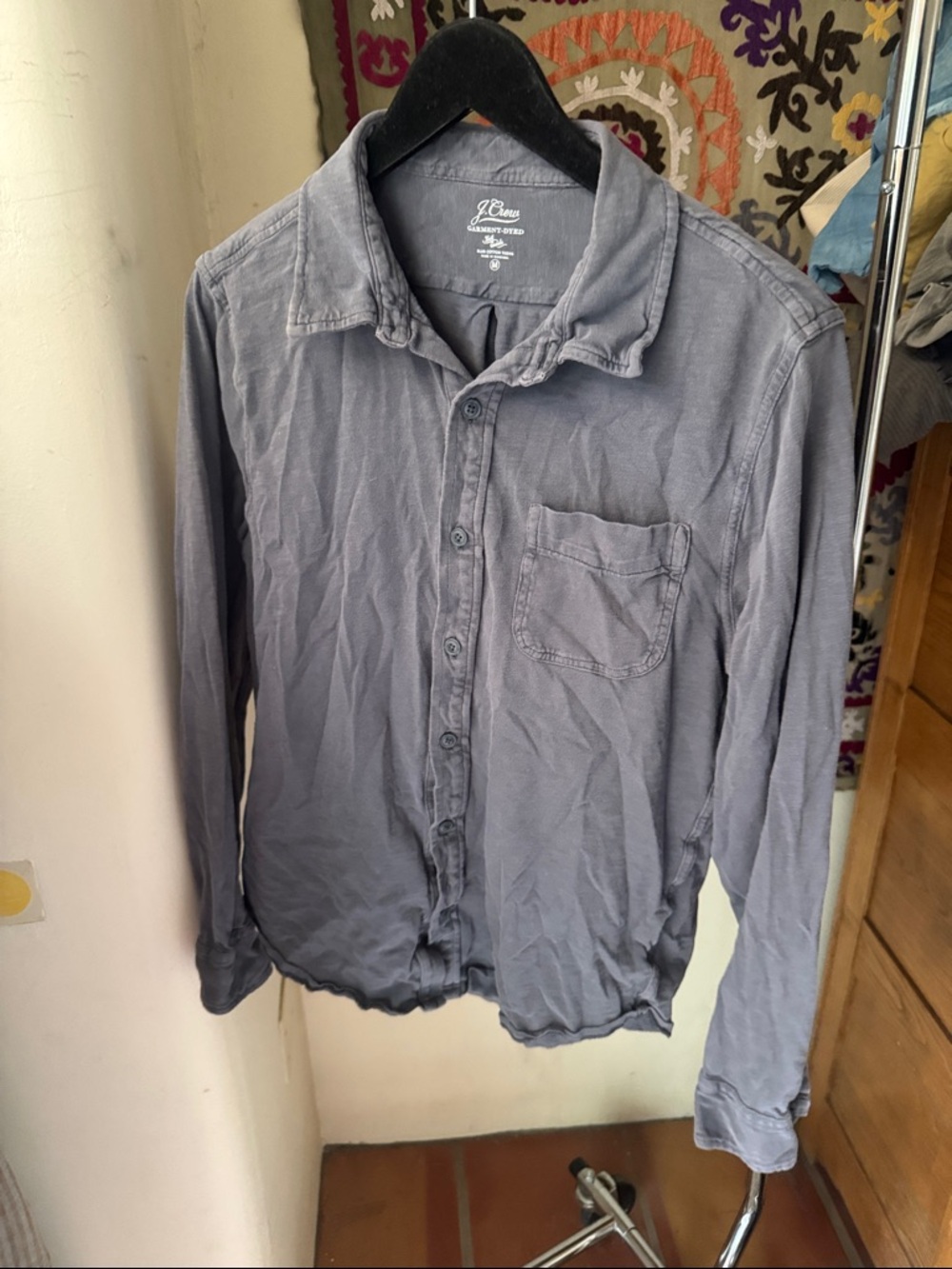J. Crew Washed Long-Sleeve Button Shirt in Gray